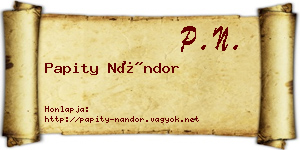 Papity Nándor névjegykártya